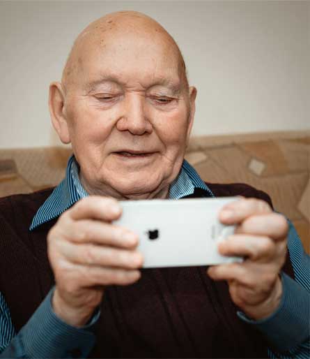 Man looking at a mobile phone